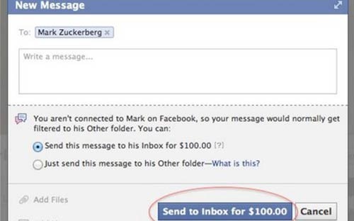 Gửi thư cho CEO Facebook, hãy trả 100 USD