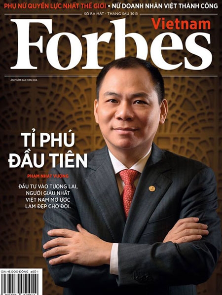 Hình ảnh trang bìa tạp chí Forbes Việt Nam ra số đầu tiên ngày 25/6