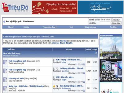 Diễn đàn rao vặt TrieuDo.com, một điểm đến của đông đảo các cá nhân tham gia mua bán trực tuyến. - tinkinhte.com