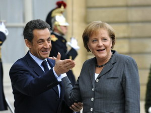 Thủ tướng Đức Angela Merkel và Tổng thống Pháp Nicolas Sarkozy. - tinkinhte.com