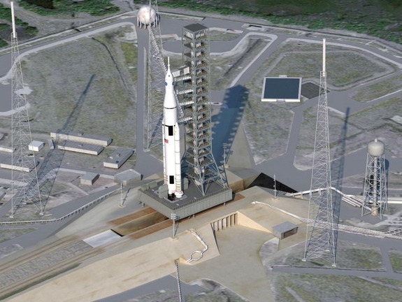 Hệ thống không gian của NASA được đặt tại Florida, Mỹ. Trong ảnh là bệ phóng tên lửa vệ tinh nhìn từ trên cao. Ảnh: Space
