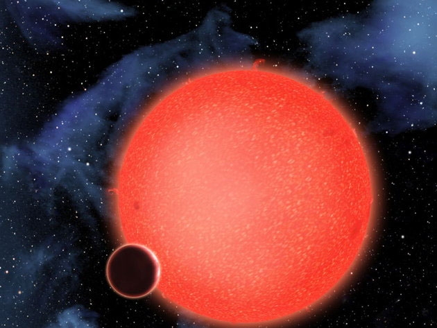 GJ 1214b xoay quanh một ngôi sao lùn đỏ ở khoảng cách hai triệu km